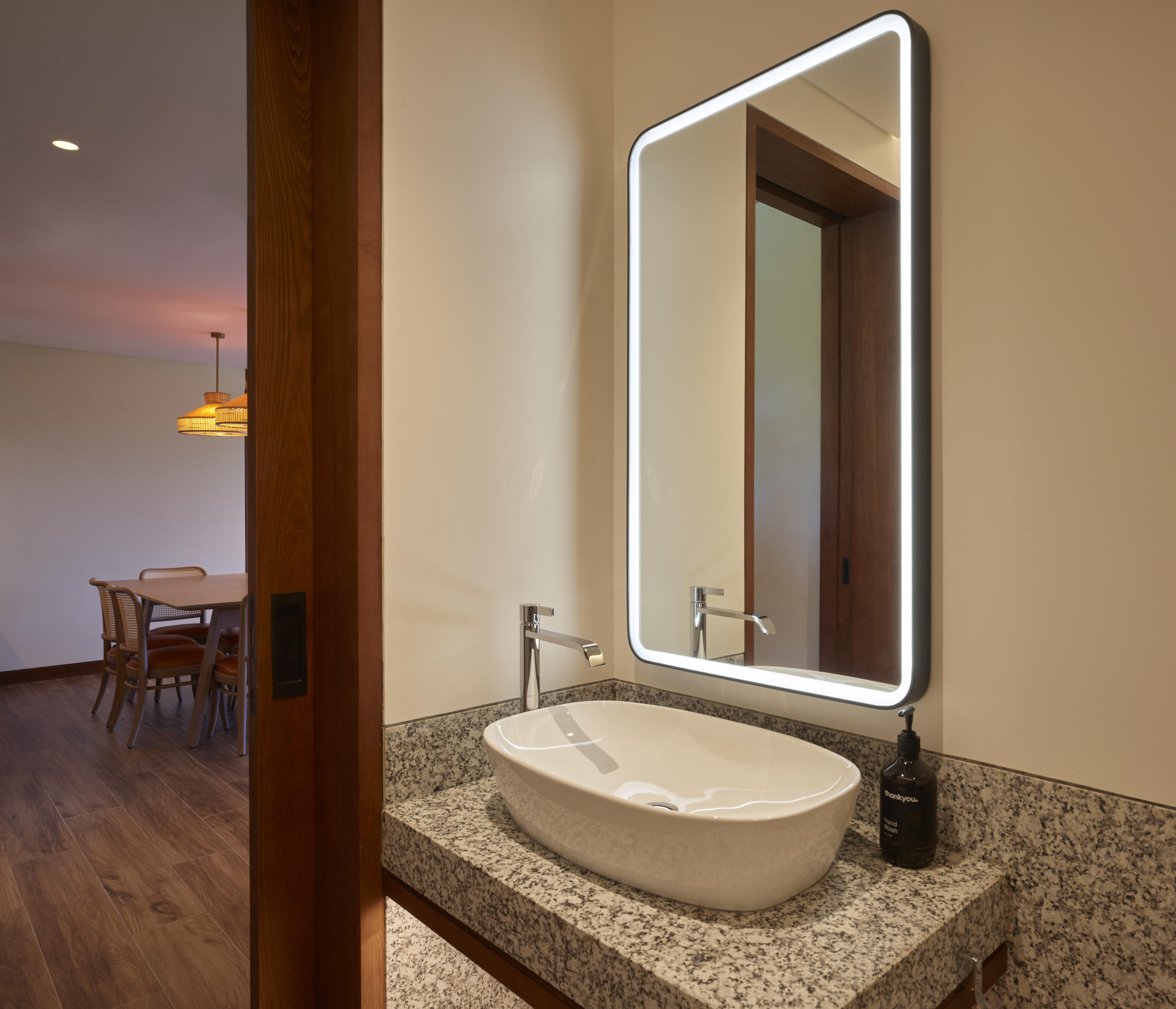 Bathroom in the Two Bedroom Suite at Canopy by Hilton Seychelles Resort in Mahé, Seychelles, featuring modern fixtures and contemporary island-inspired design.