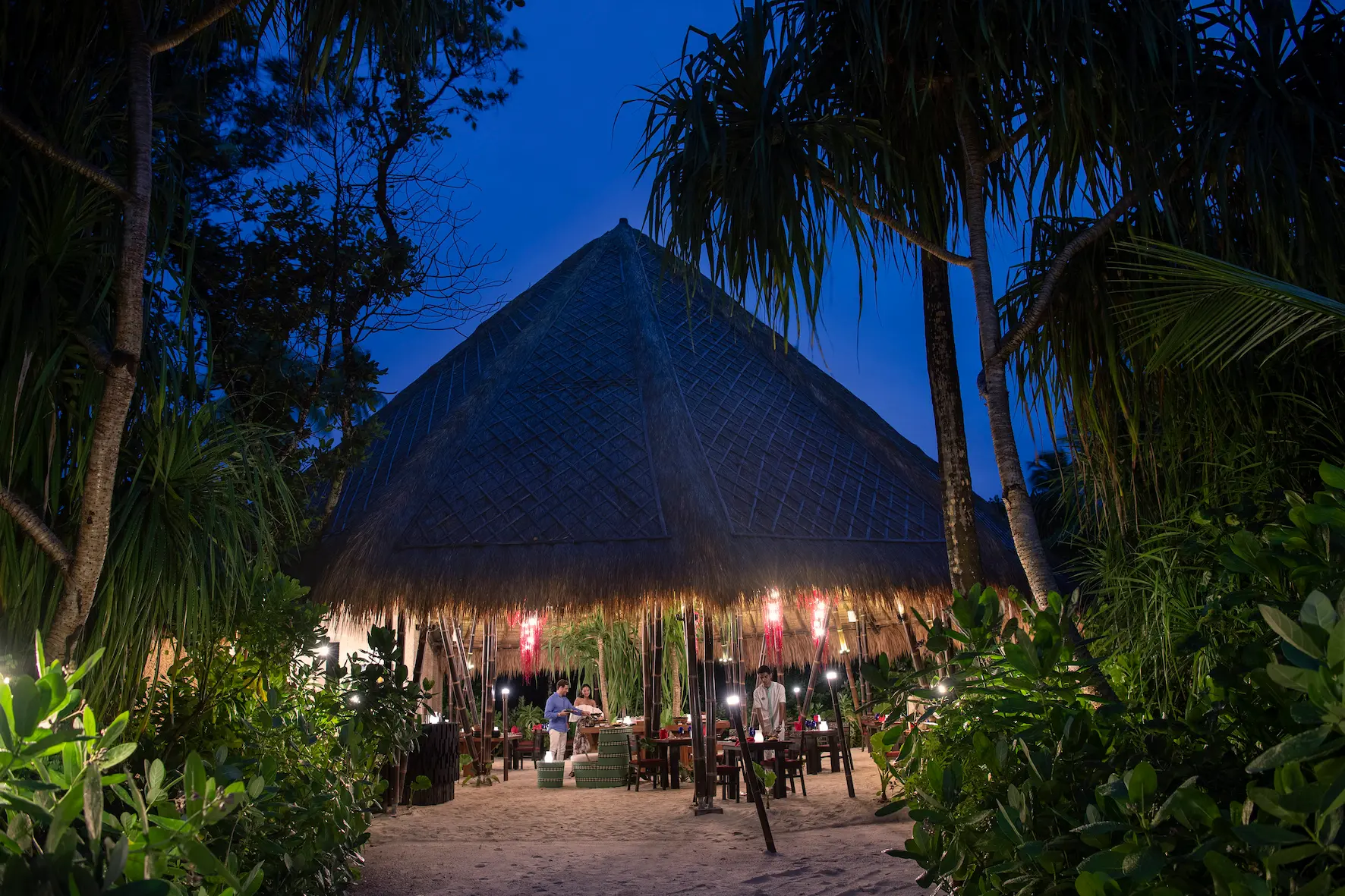 amazonico restaurant at emerald maldives resort & spa in the maldives serving south american cuisine and brazilian churrasco in an open kitchen setting