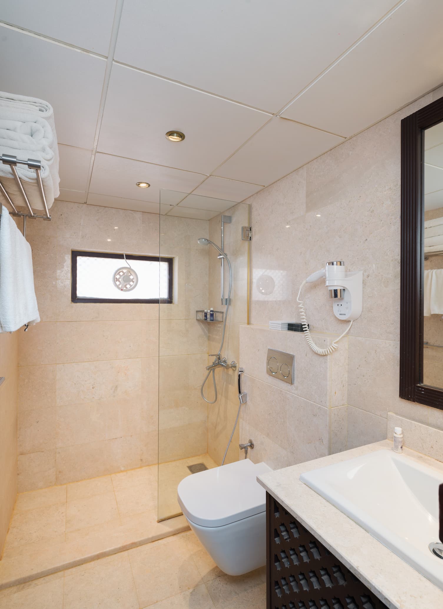 Bathroom in a Two Bedroom Villa at Desert Nights Resort Oman featuring modern facilities and spacious family accommodation in the Wahiba Sands desert